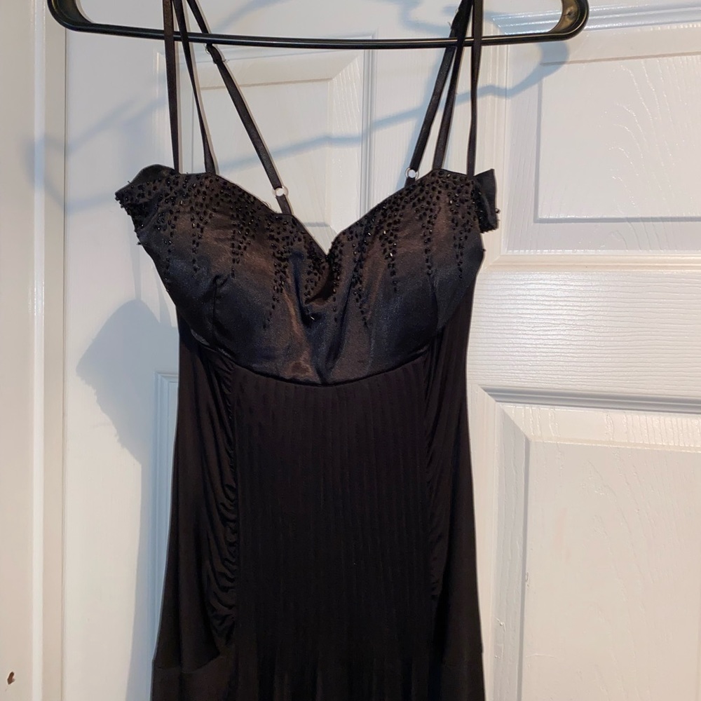 Black Maxi Gown, beading up top. S/m